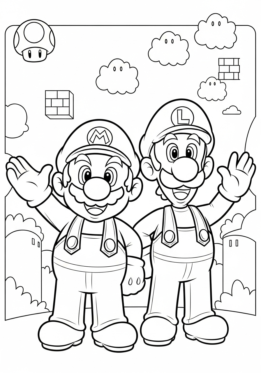 Mario e Luigi 2 disegni da colorare gratis per bambini di Mario e Luigi