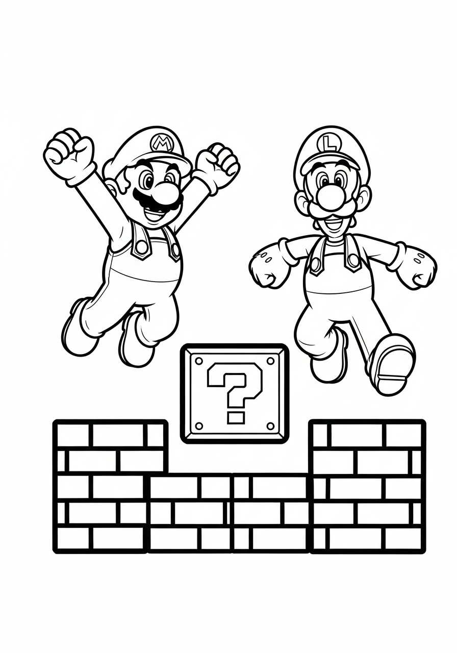 Mario e Luigi 21 disegni Mario e Luigi facili da colorare