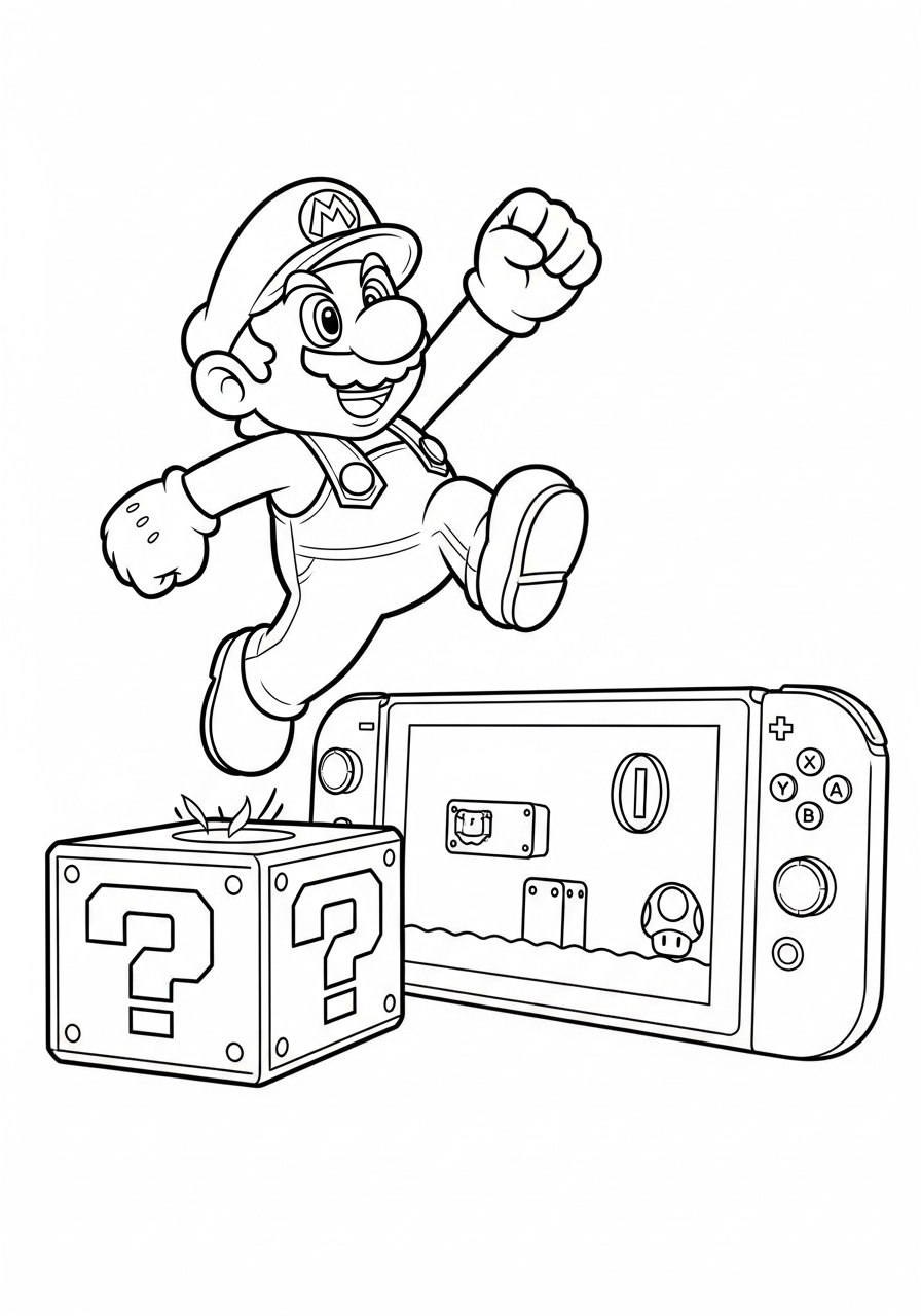 disegni da colorare Nintendo Switch per bambini