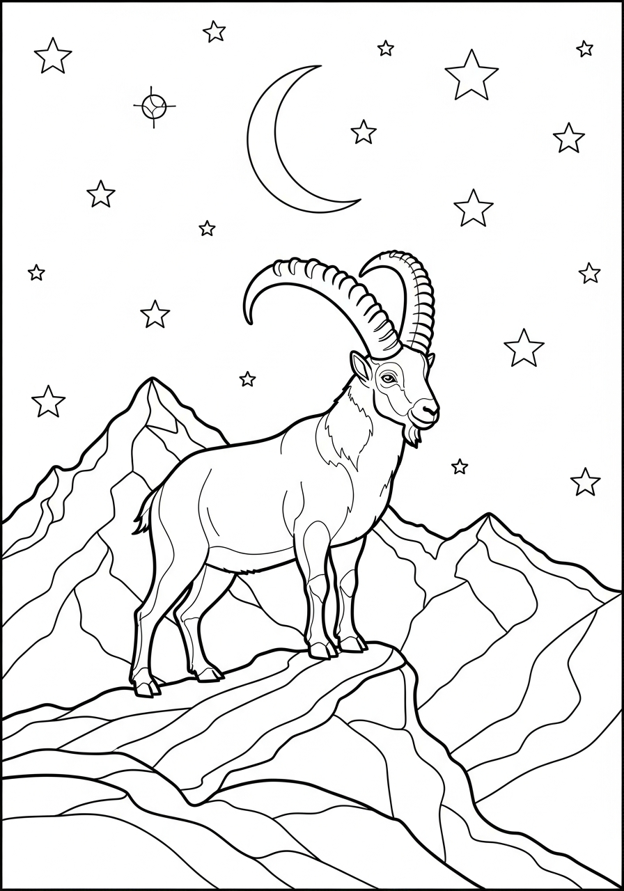 Stambecco delle Alpi disegno da colorare facile