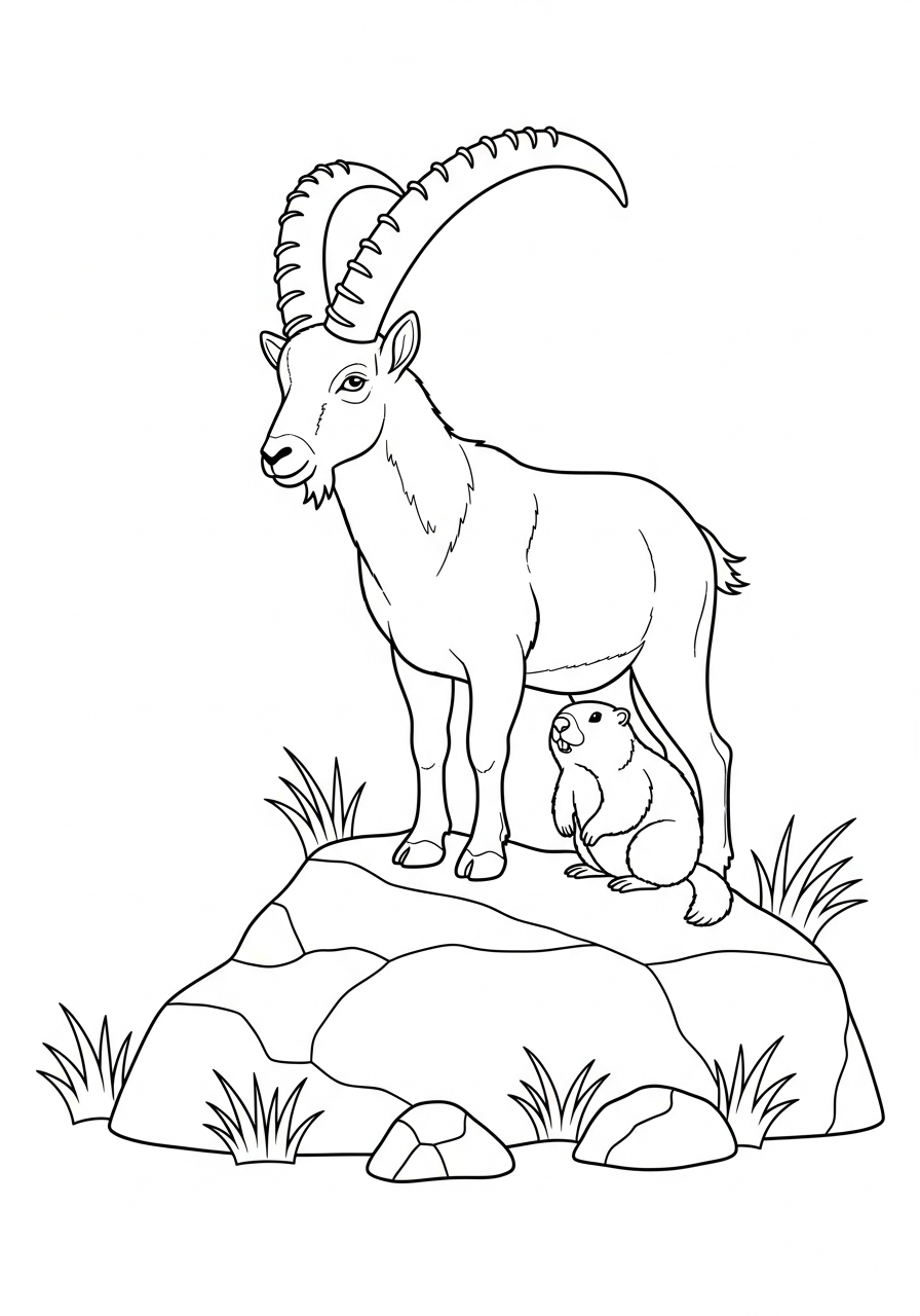 disegni di Stambecco delle Alpi da colorare da stampare 1