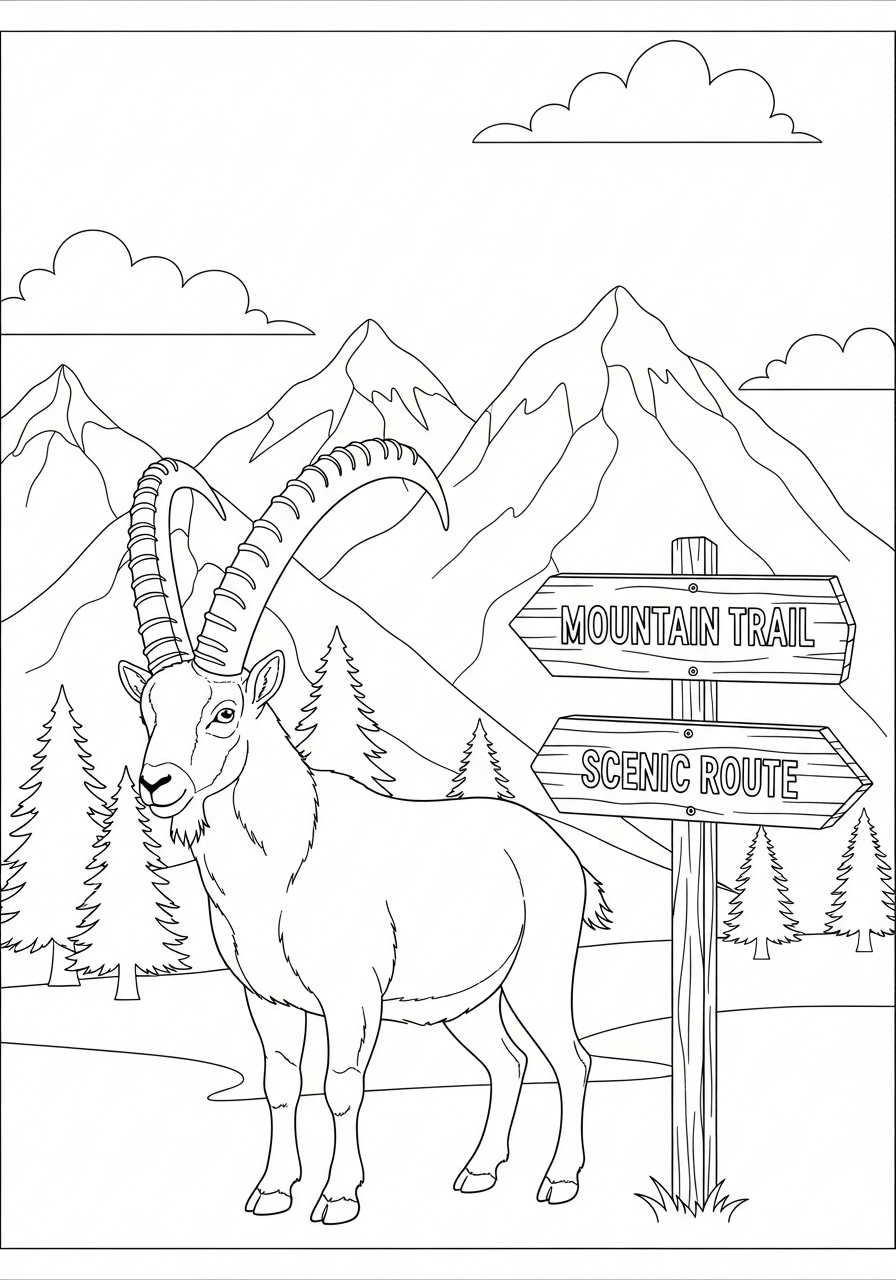 disegni da stampare e colorare Stambecco delle Alpi