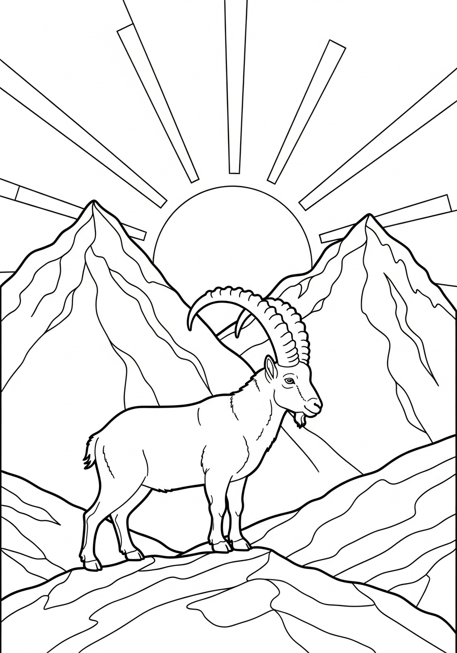 disegni Stambecco delle Alpi da colorare e stampare