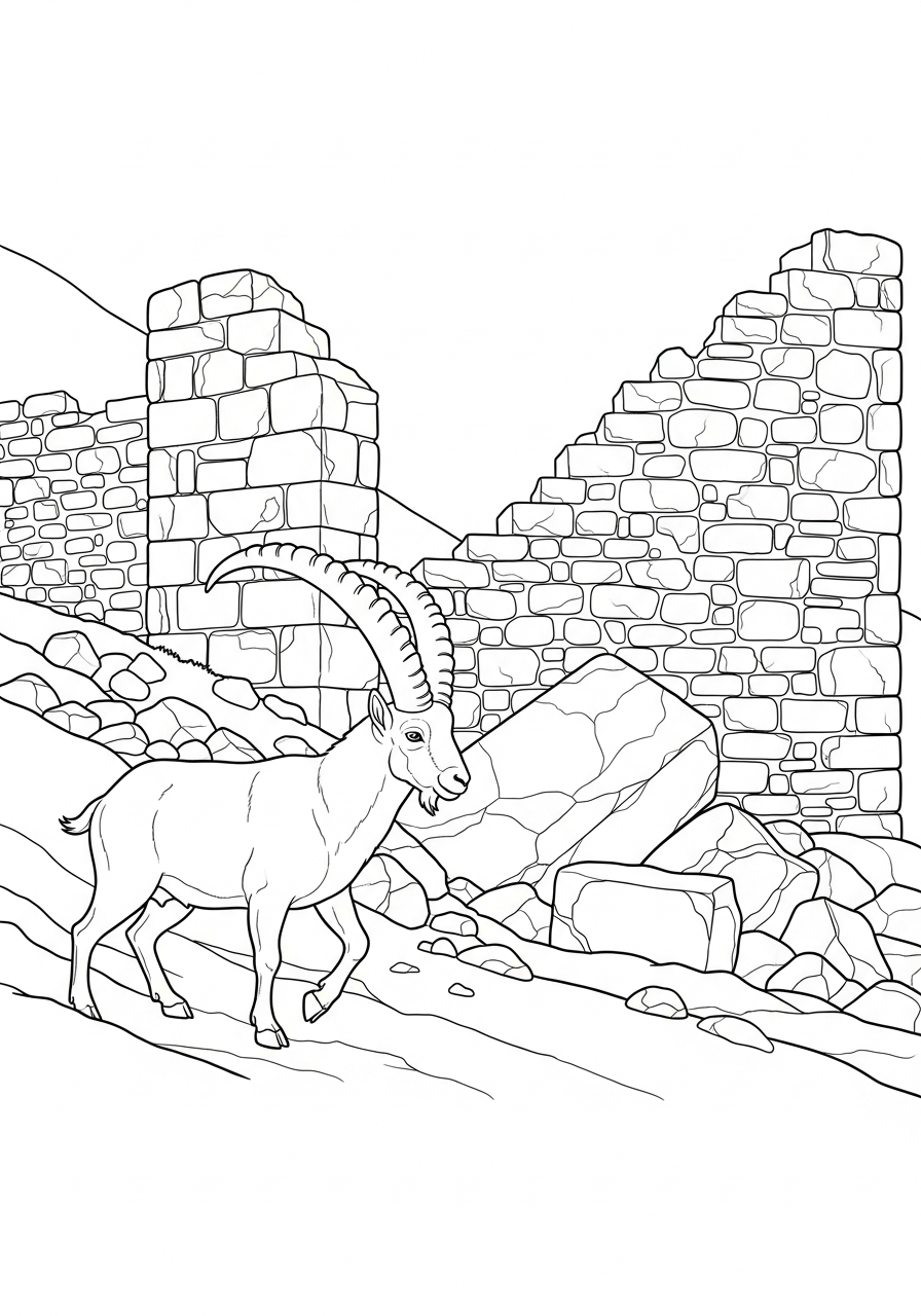 stampe da colorare per bambini Stambecco delle Alpi