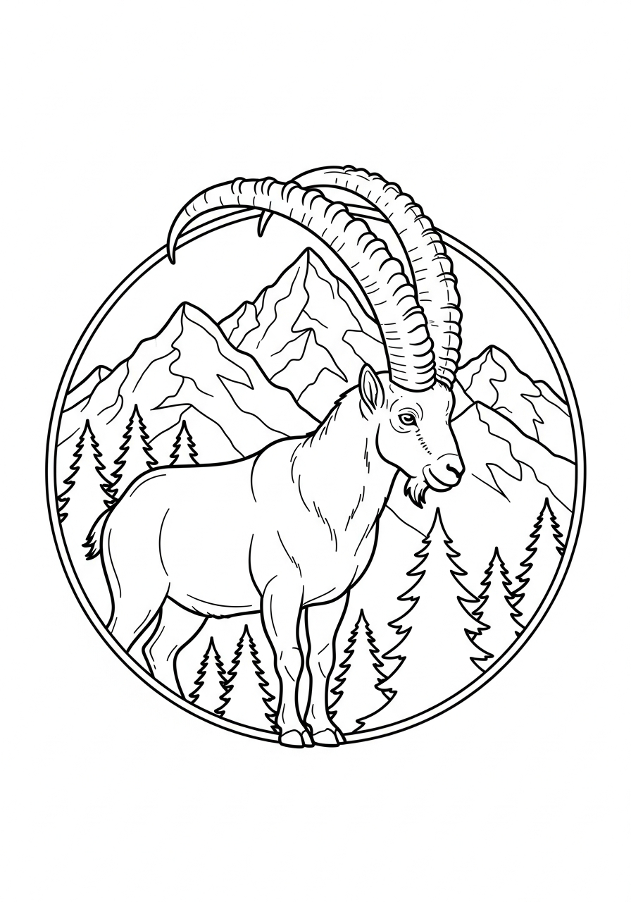 disegni di Stambecco delle Alpi da colorare da stampare
