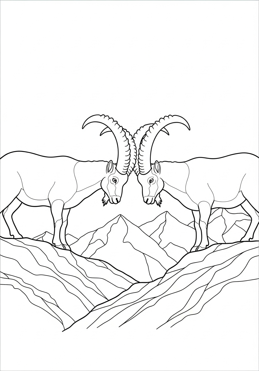 disegni di Stambecco delle Alpi da colorare da stampare 2