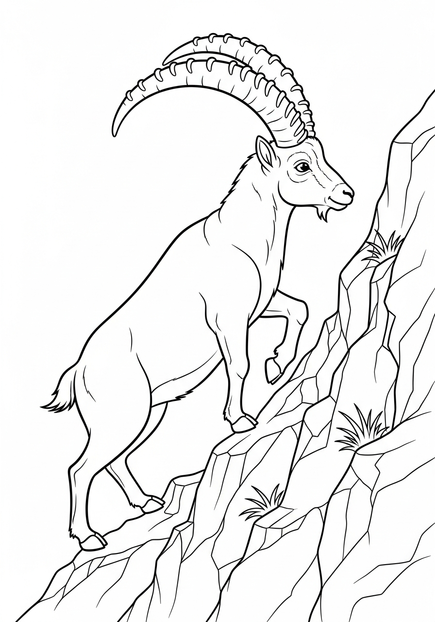 Stambecco delle Alpi da colorare e stampare a4