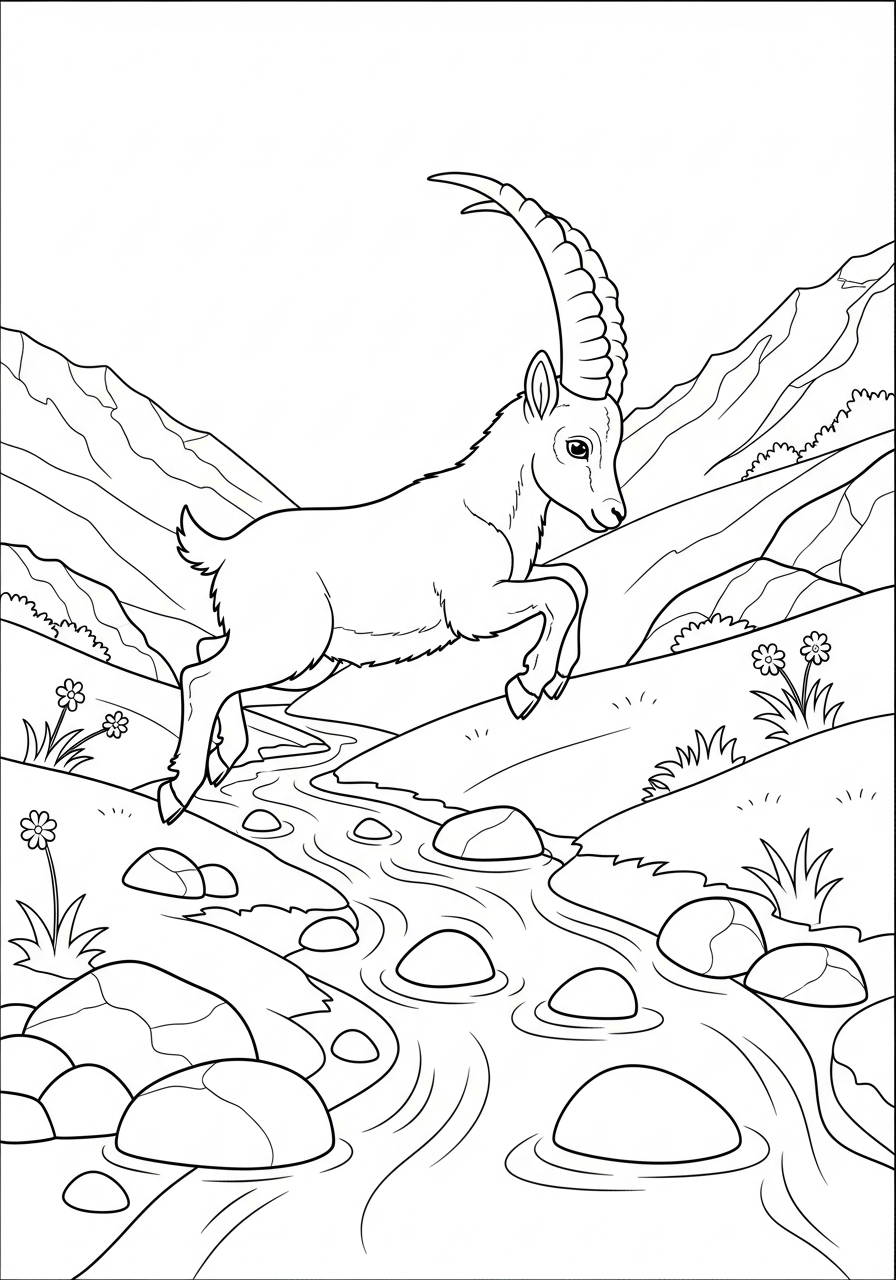 stampe da colorare per bambini Stambecco delle Alpi 1