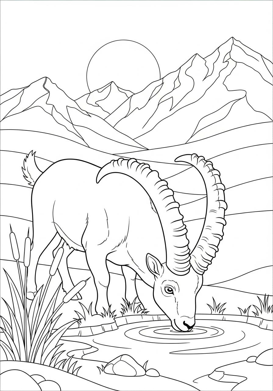 disegni da colorare Stambecco delle Alpi