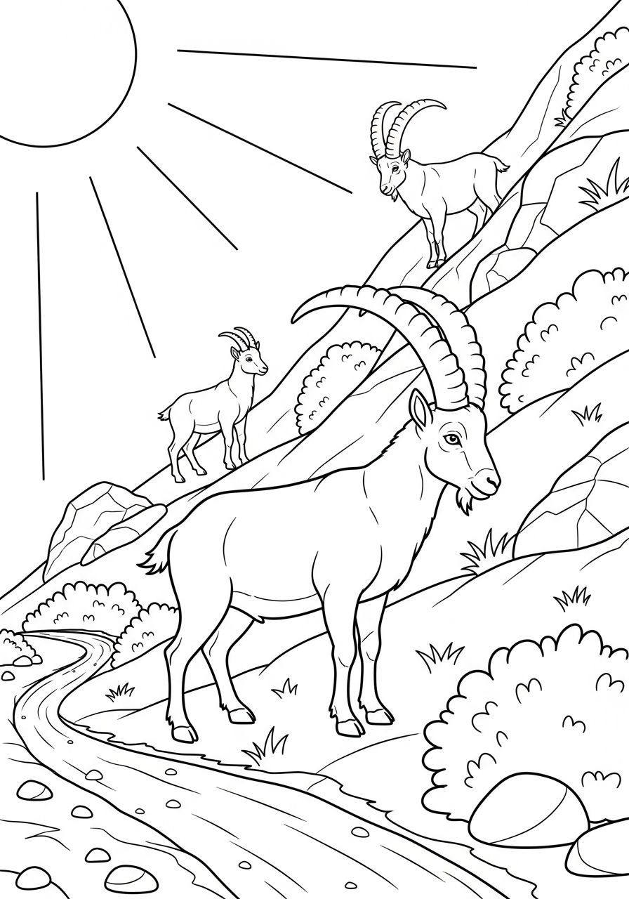 disegni facili di Stambecco delle Alpi da colorare