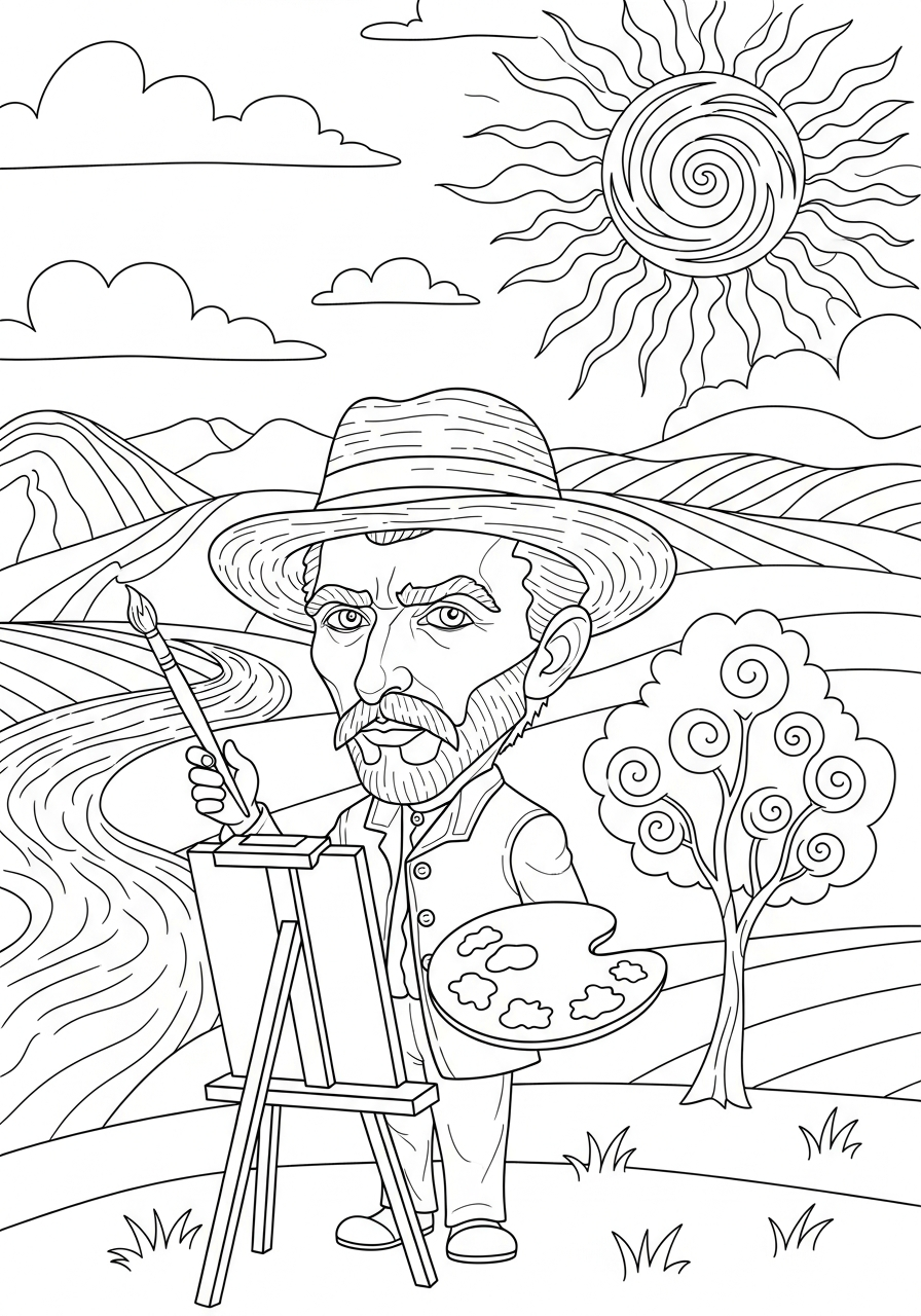 immagini Van Gogh da colorare e stampare