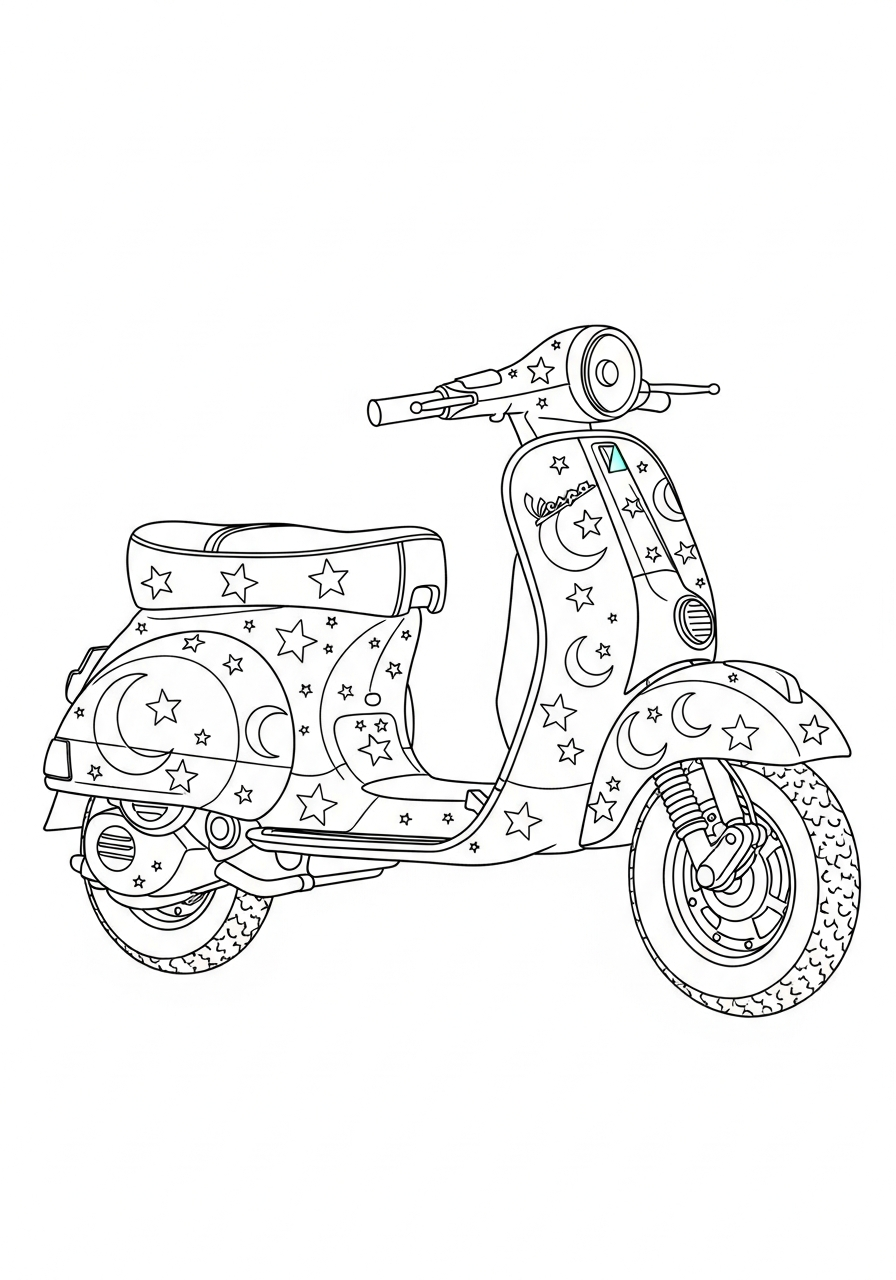 disegni Vespa da colorare pdf 1