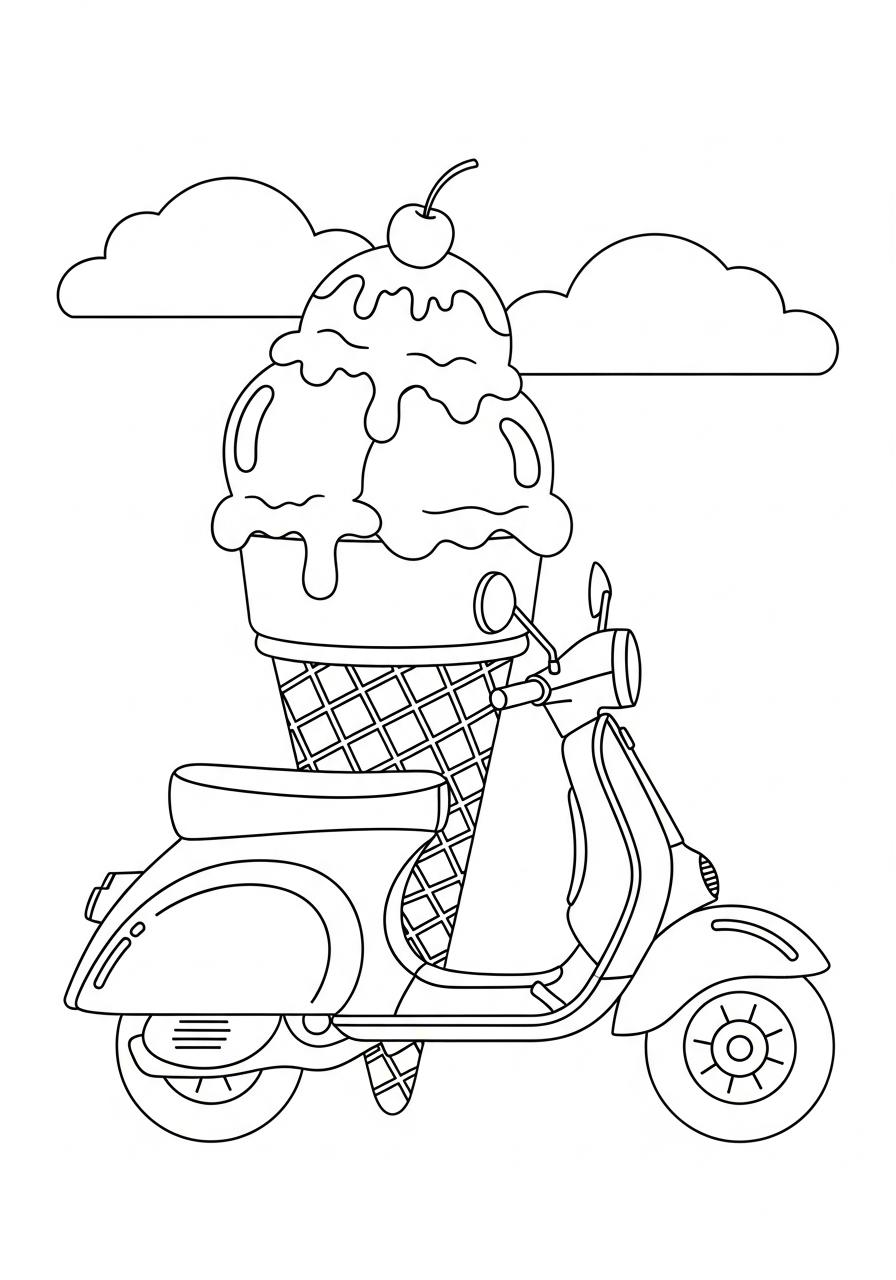 Vespa da stampare e colorare per bambini 2