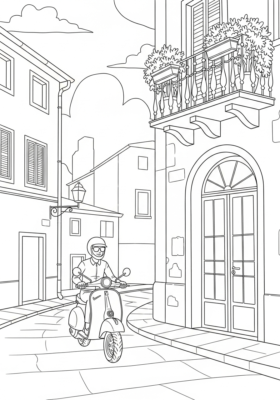 Vespa da colorare e stampare gratis