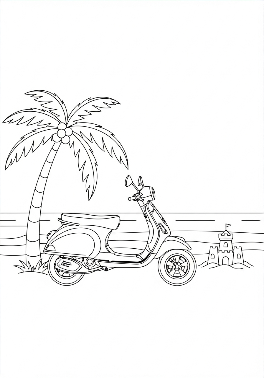 Vespa disegno da colorare facile