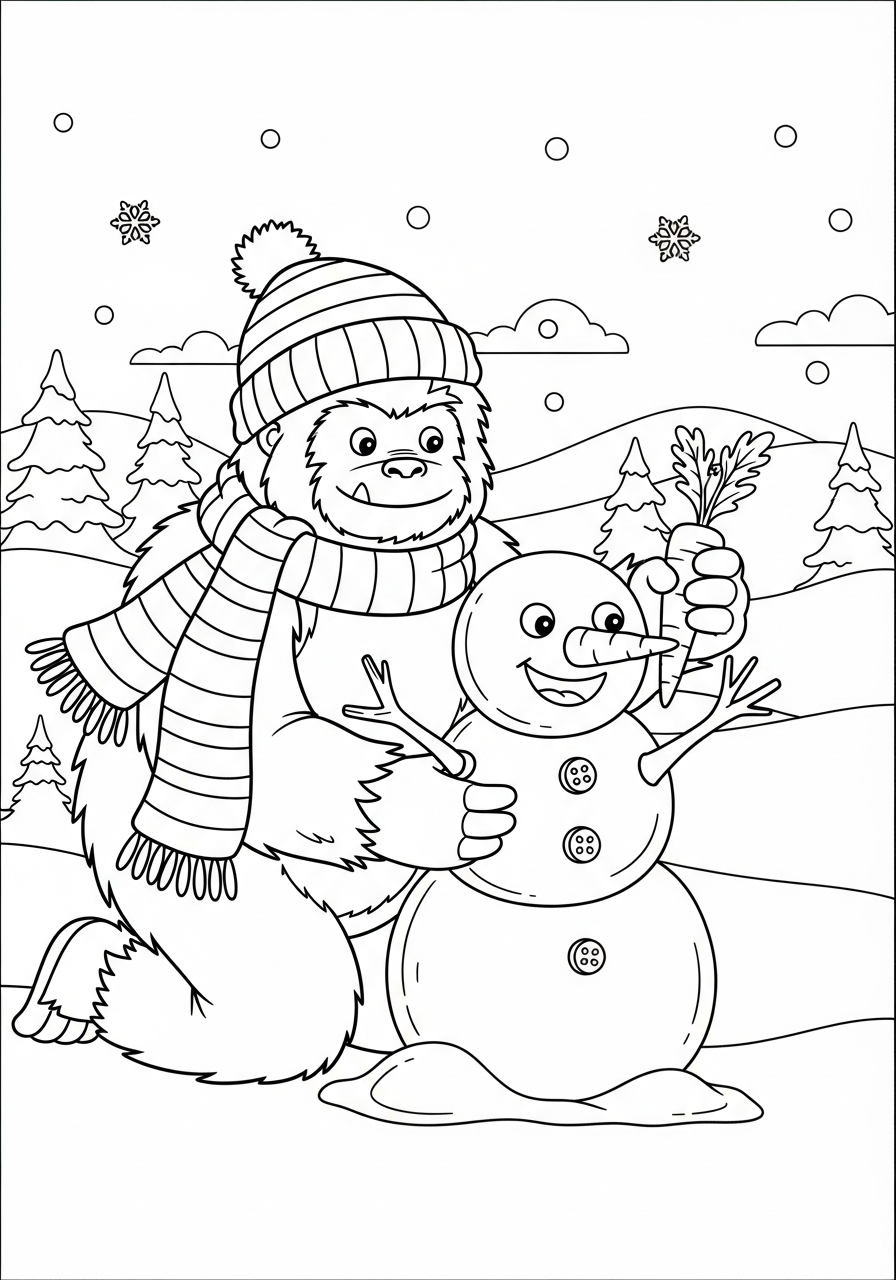 Yeti disegno da colorare facile 1