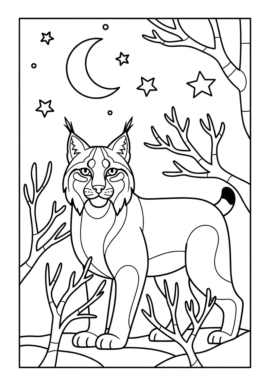 disegni da colorare lince per bambini