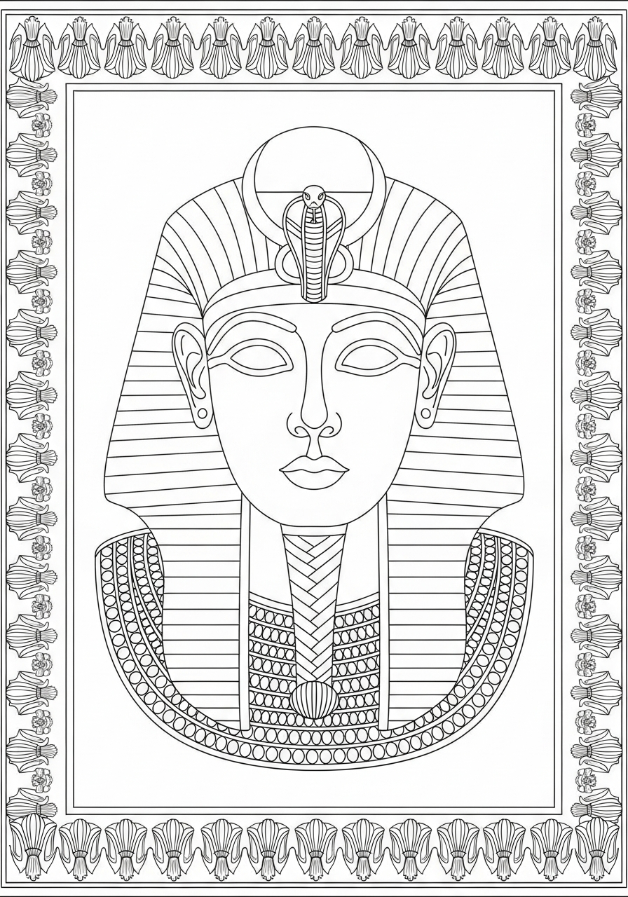 Maschere Egizie 4 disegno maschere egizie da colorare per bambini