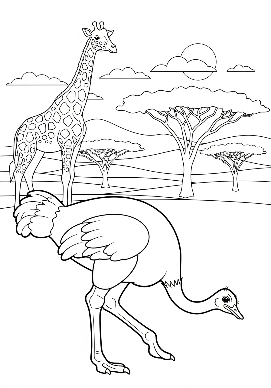 immagini di struzzo da colorare per bambini