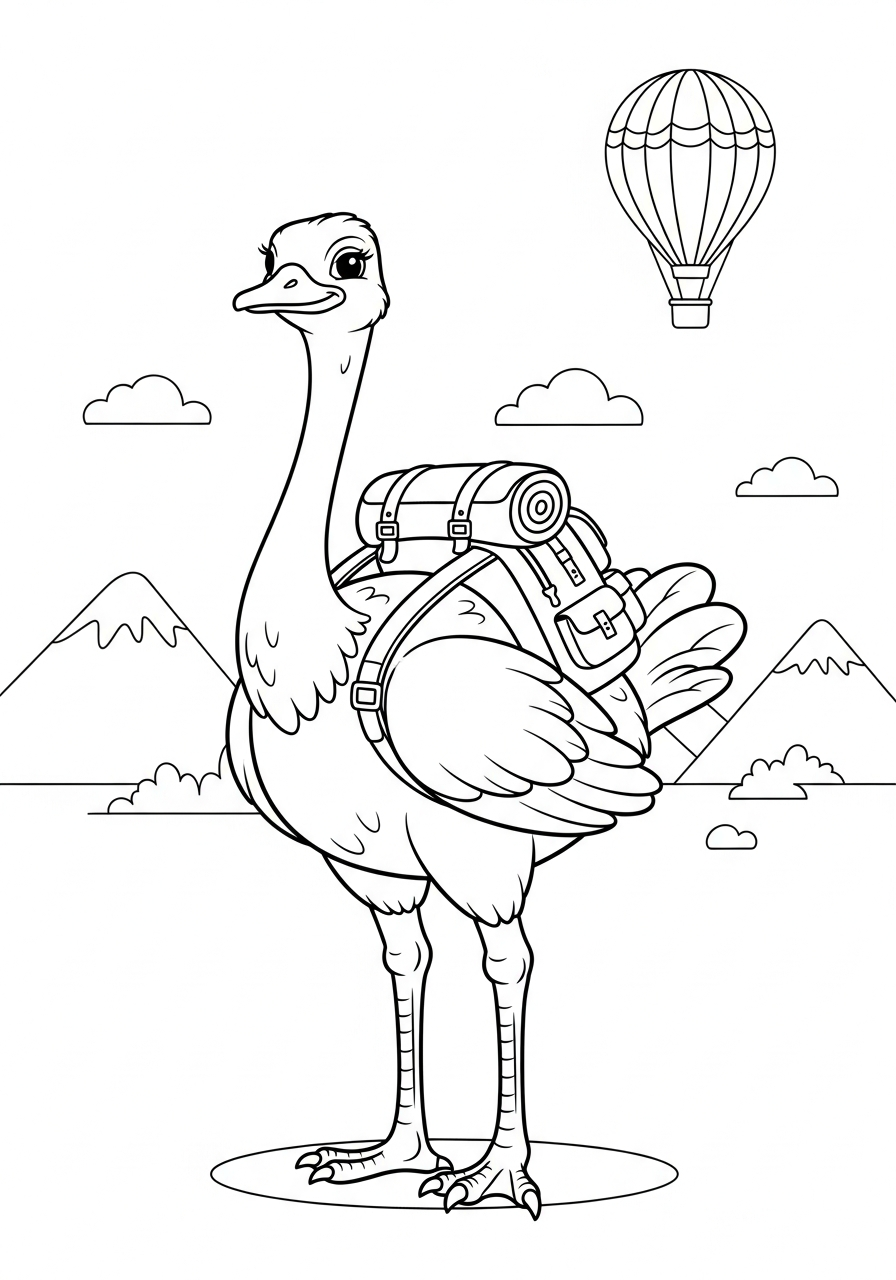 disegni da colorare gratis per bambini di struzzo 1