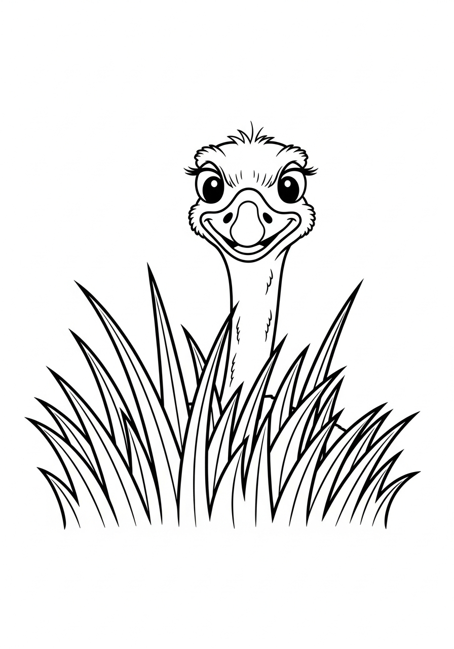 da colorare struzzo disegno facile bambini