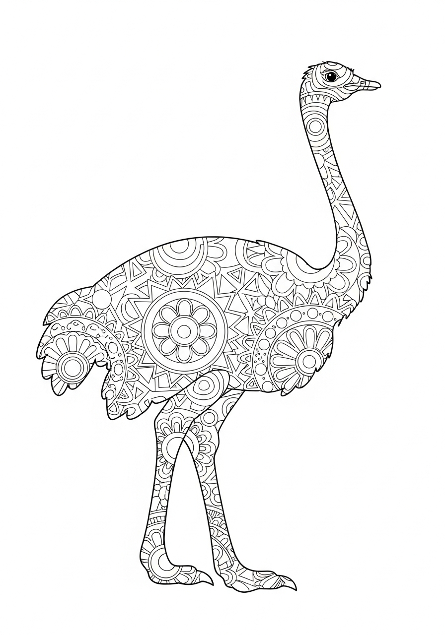 disegni da colorare gratis per bambini di struzzo