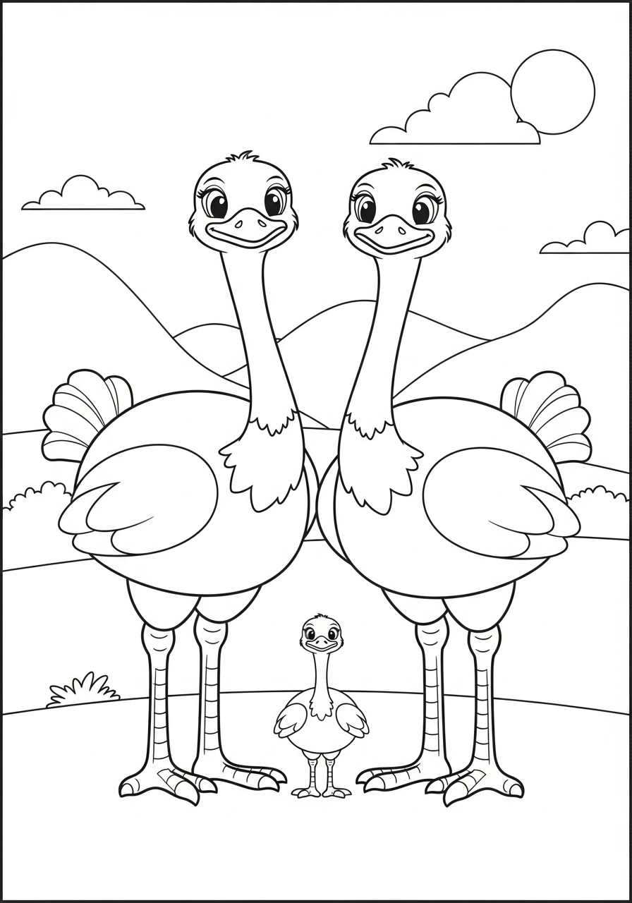 disegno struzzo da colorare per bambini