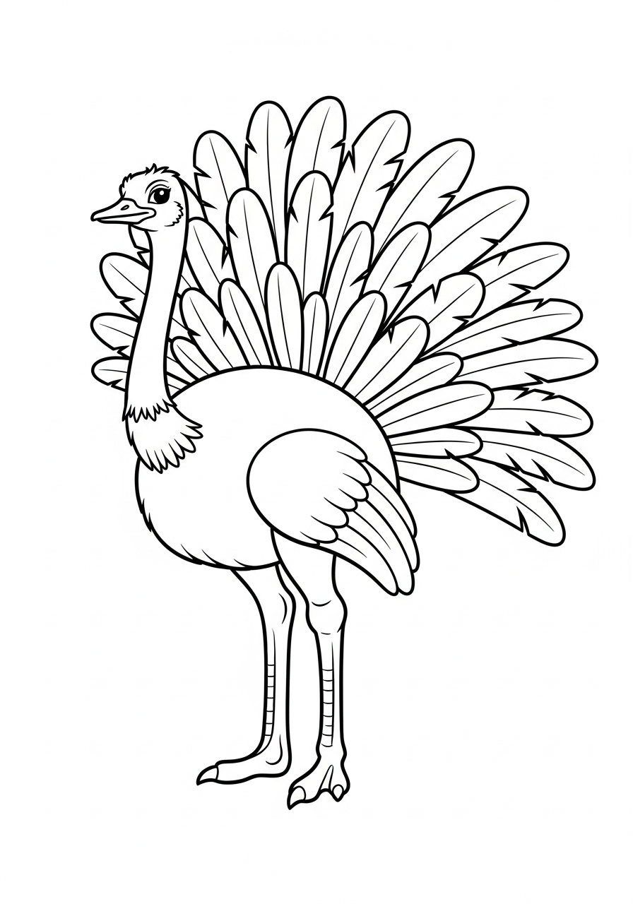struzzo da colorare per bambini
