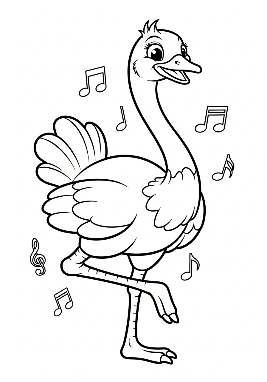 da colorare struzzo disegno facile bambini 1