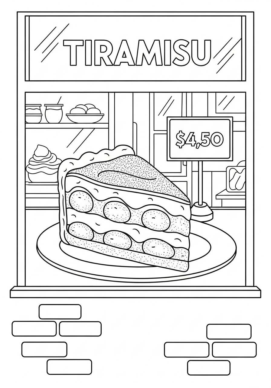 foto tiramisu da colorare