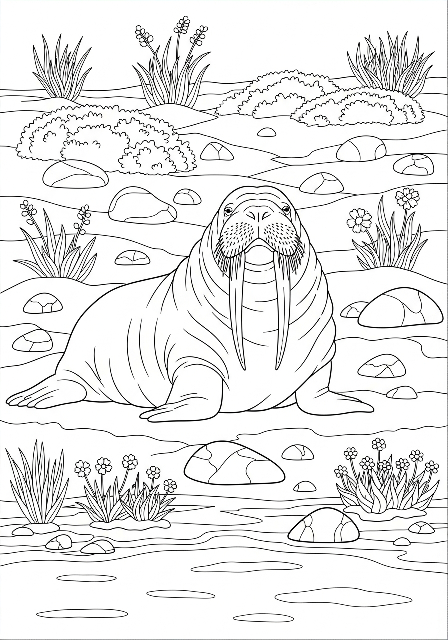 immagini di tricheco da colorare per bambini