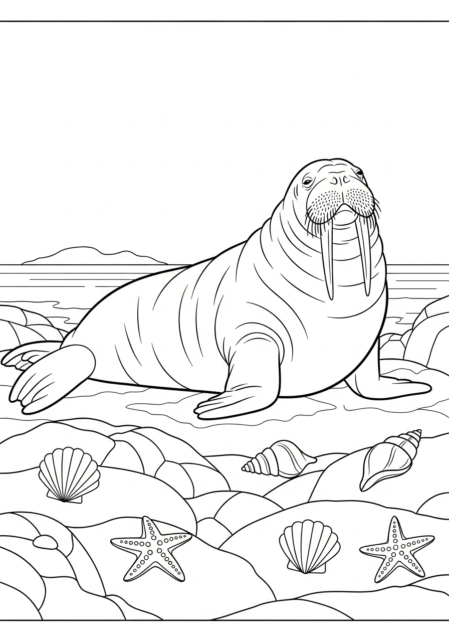 tricheco disegno facile da colorare