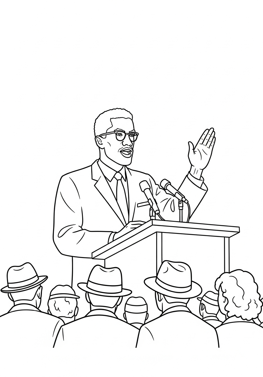 Malcolm X 14 immagini da colorare di Malcolm X