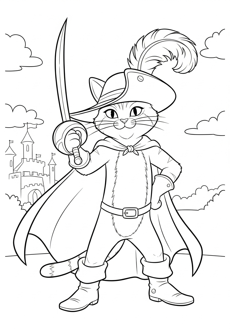 Gatto con gli stivali 22 disegno Gatto con gli stivali da colorare 1