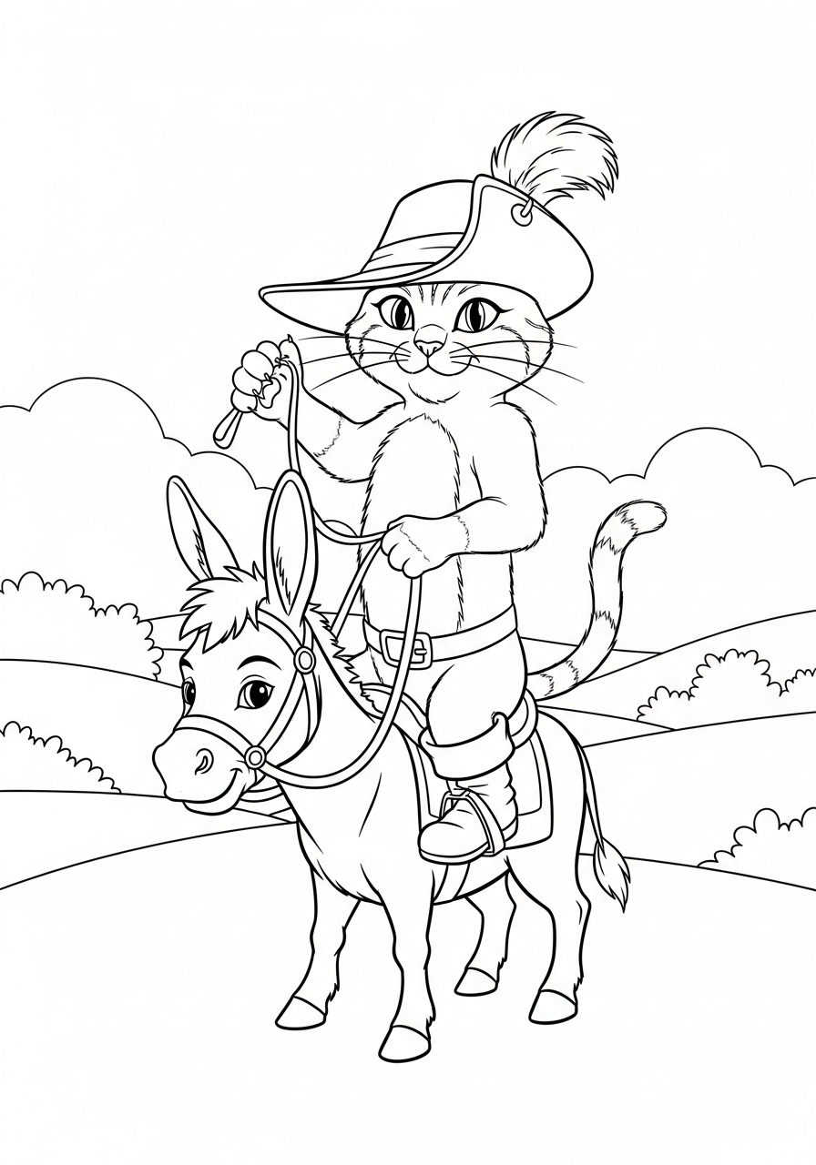 Gatto con gli stivali 12 Gatto con gli stivali immagini da colorare per bambini