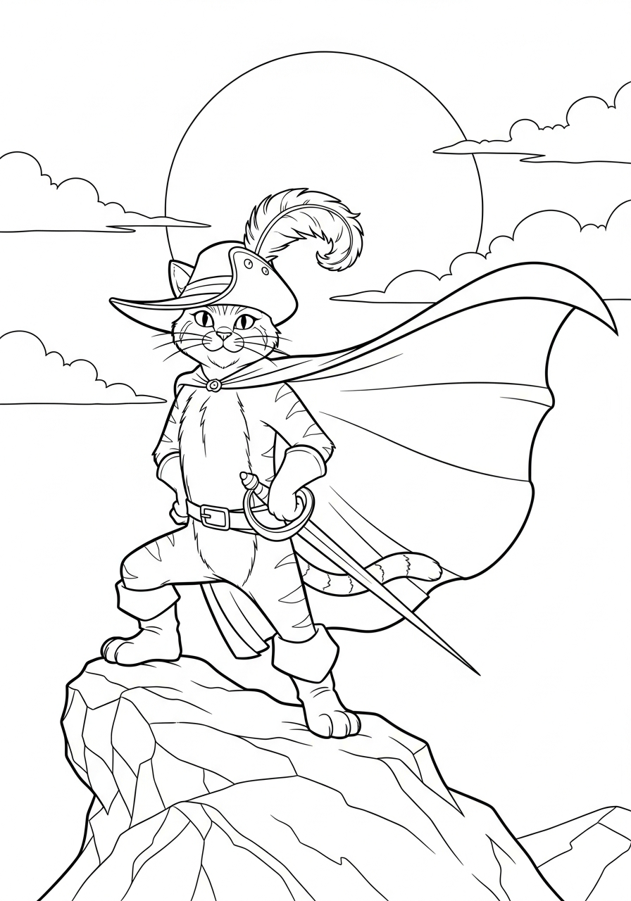 Gatto con gli stivali 10 disegni da colorare gratis Gatto con gli stivali