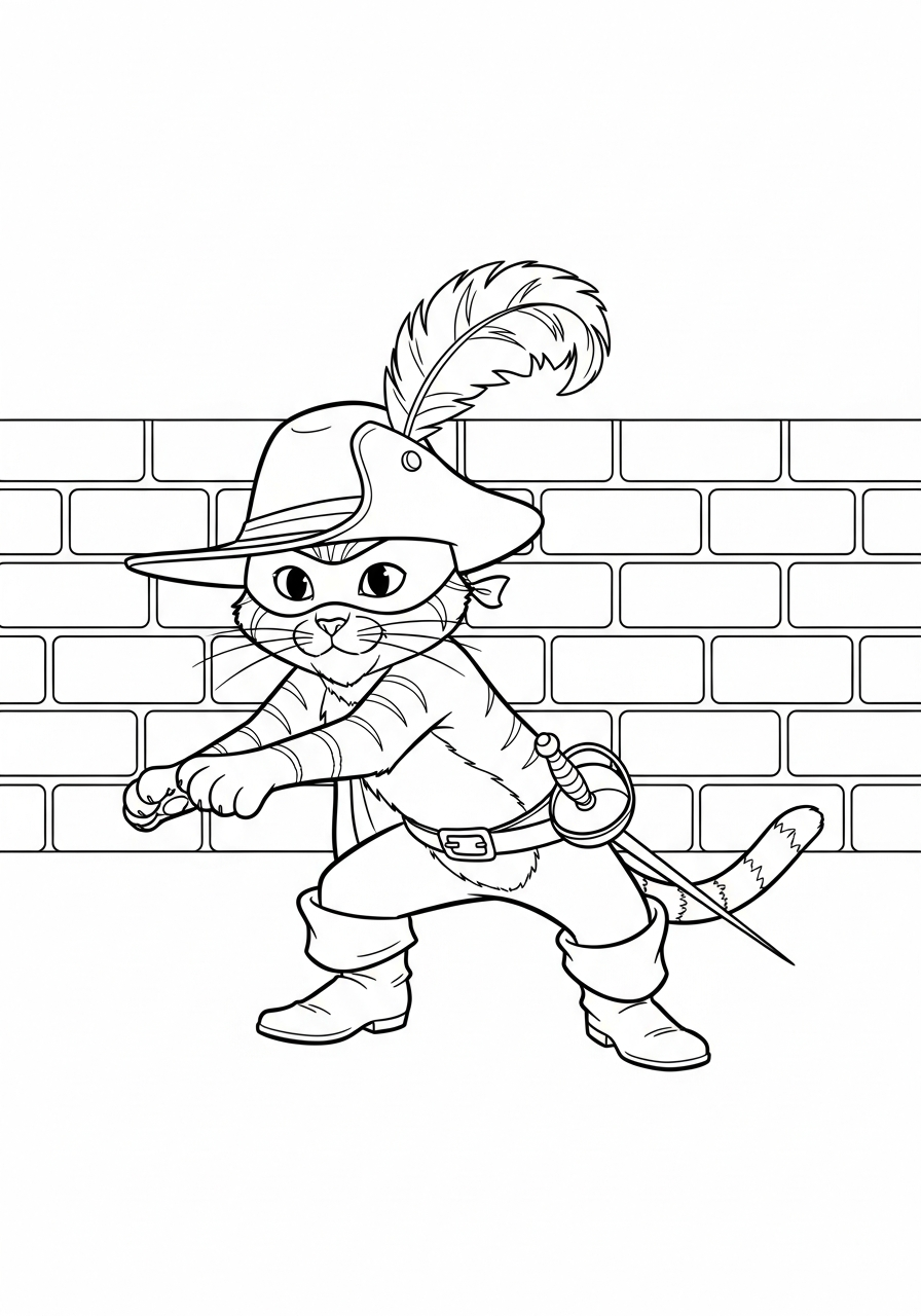 Gatto con gli stivali 6 Gatto con gli stivali da colorare e stampare a4