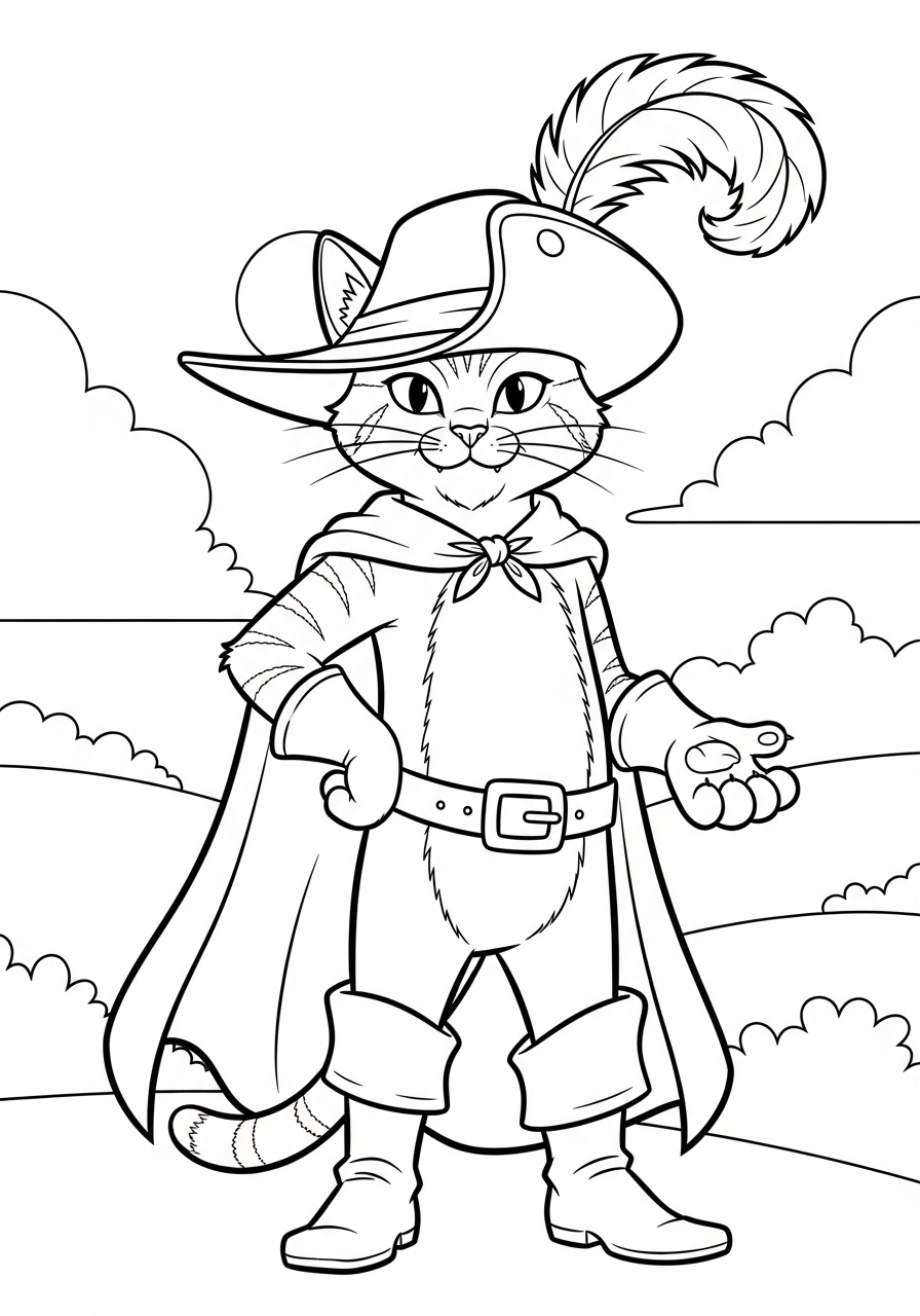Gatto con gli stivali 21 Gatto con gli stivali disegno da colorare 1