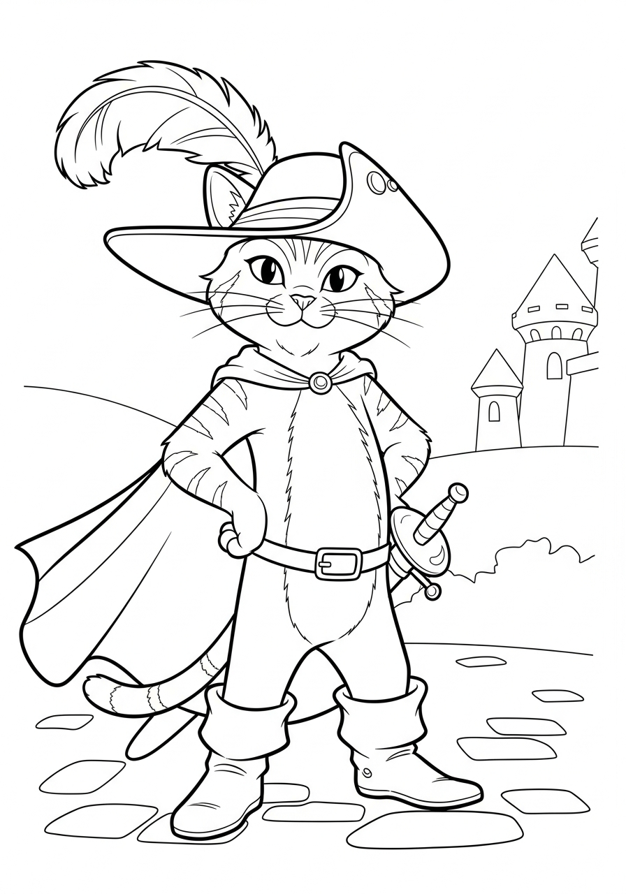 Gatto con gli stivali 2 Gatto con gli stivali disegno da colorare