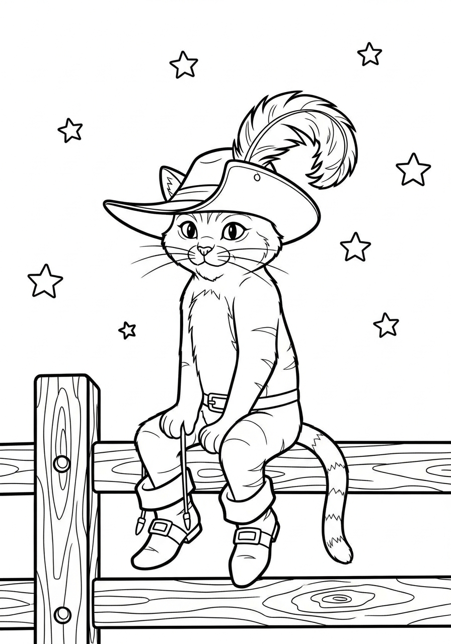 Gatto con gli stivali 16 Gatto con gli stivali da colorare facile 1