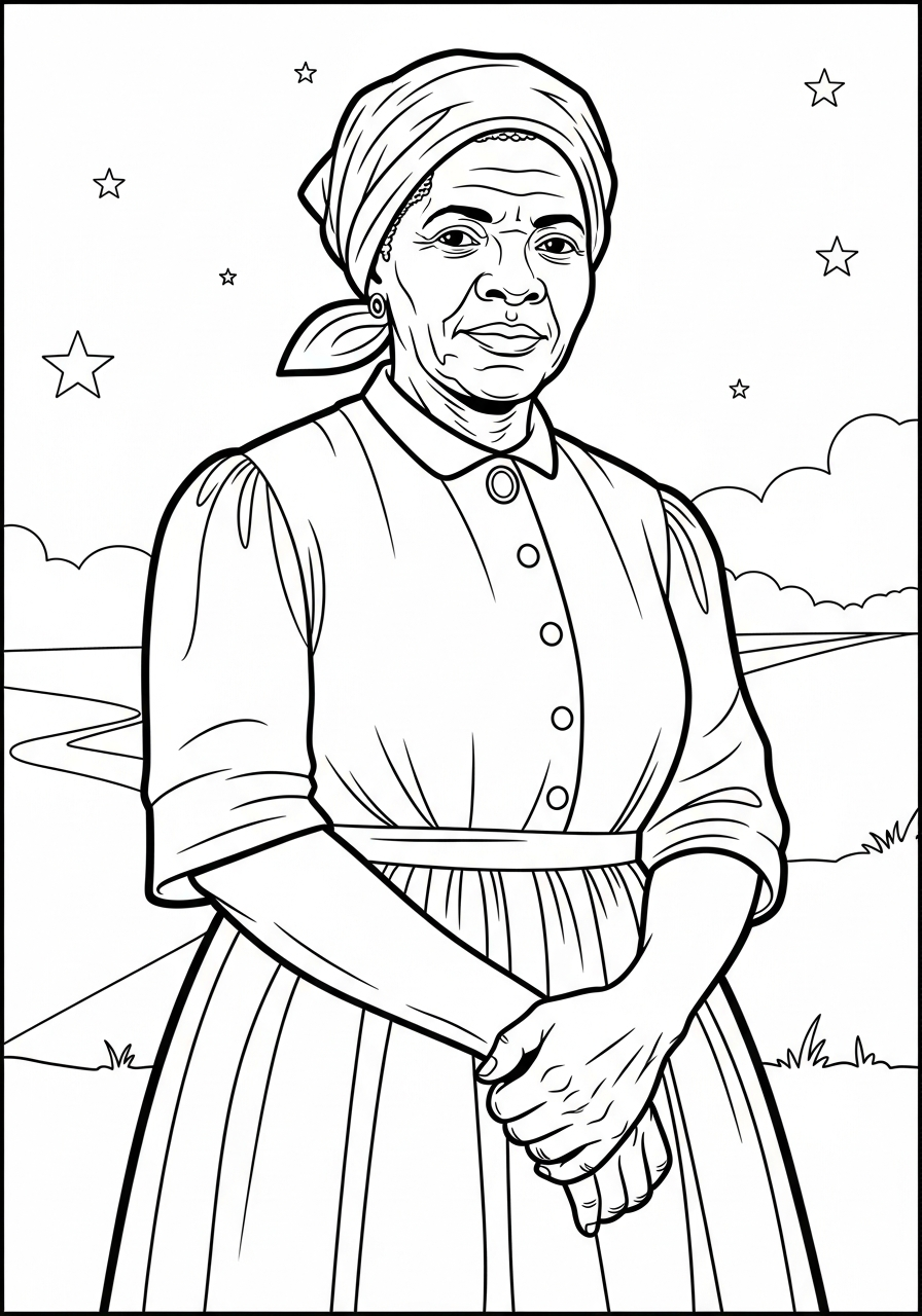 disegni Harriet Tubman facili da colorare 1