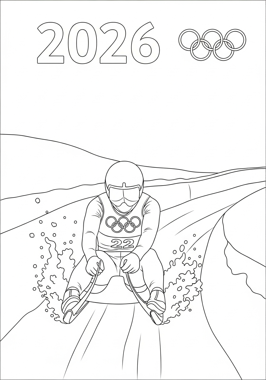 immagini da colorare Olimpiadi Invernali 2026 gratis 1