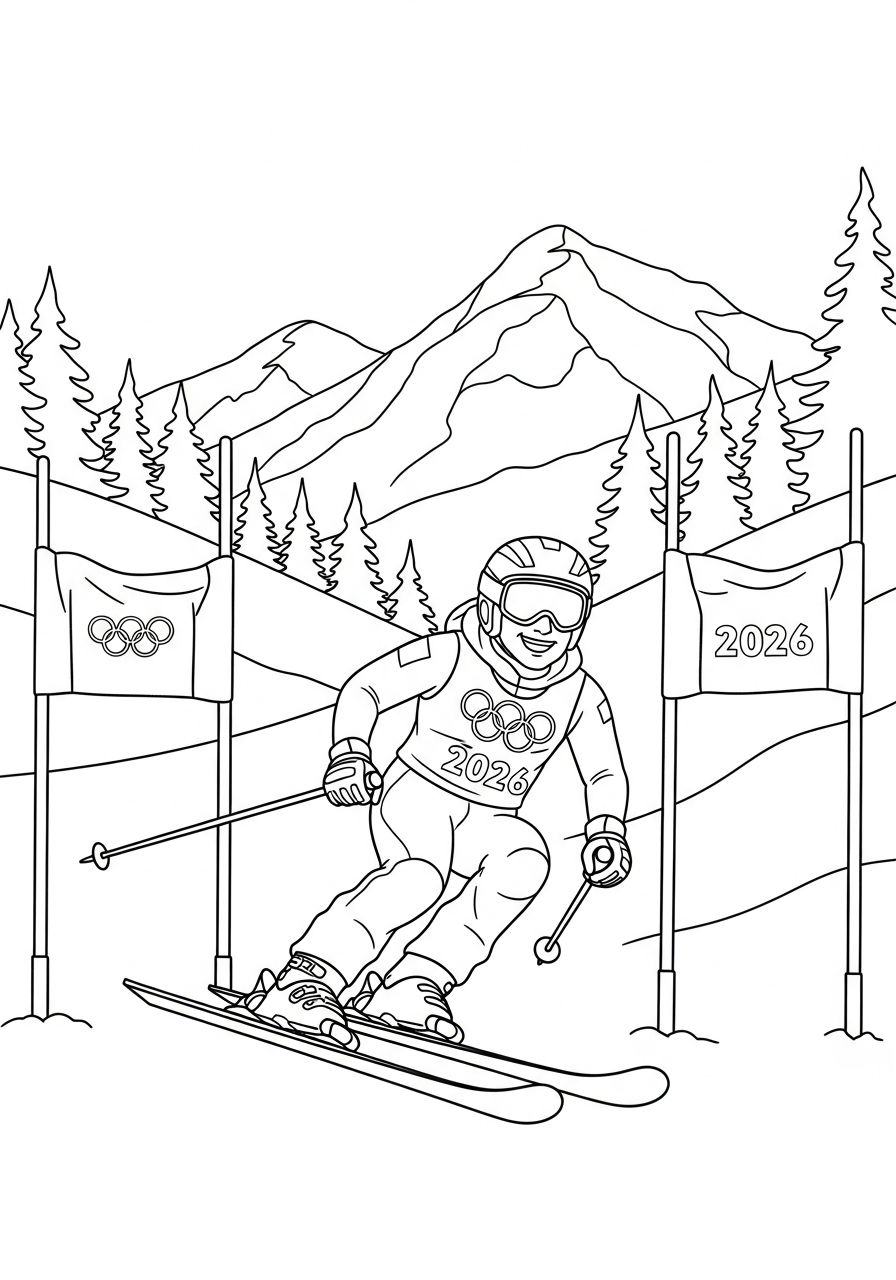 immagini da stampare e colorare di Olimpiadi Invernali 2026