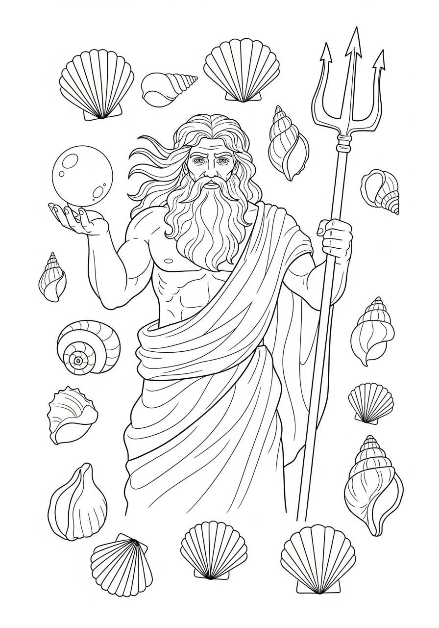 da colorare Poseidone disegno facile bambini