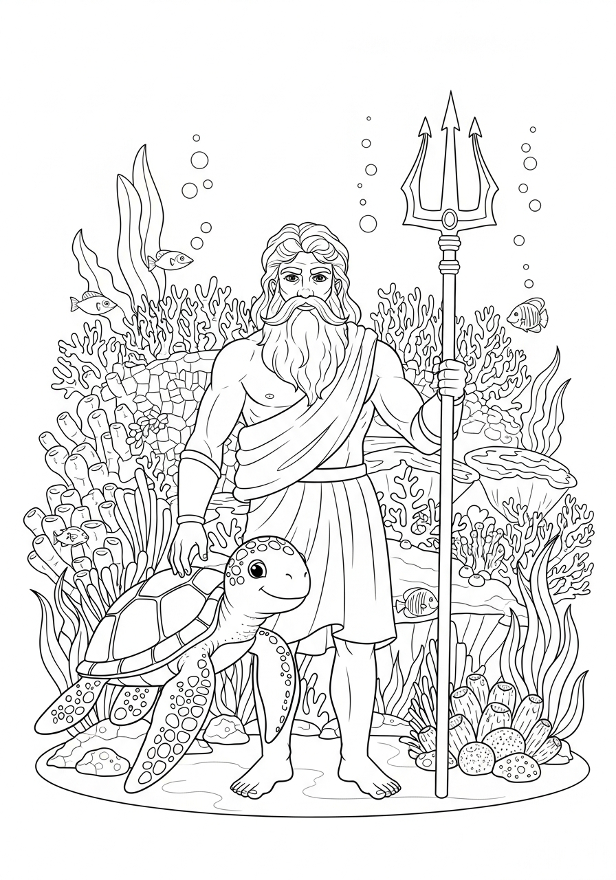 Poseidone da colorare e stampare gratis