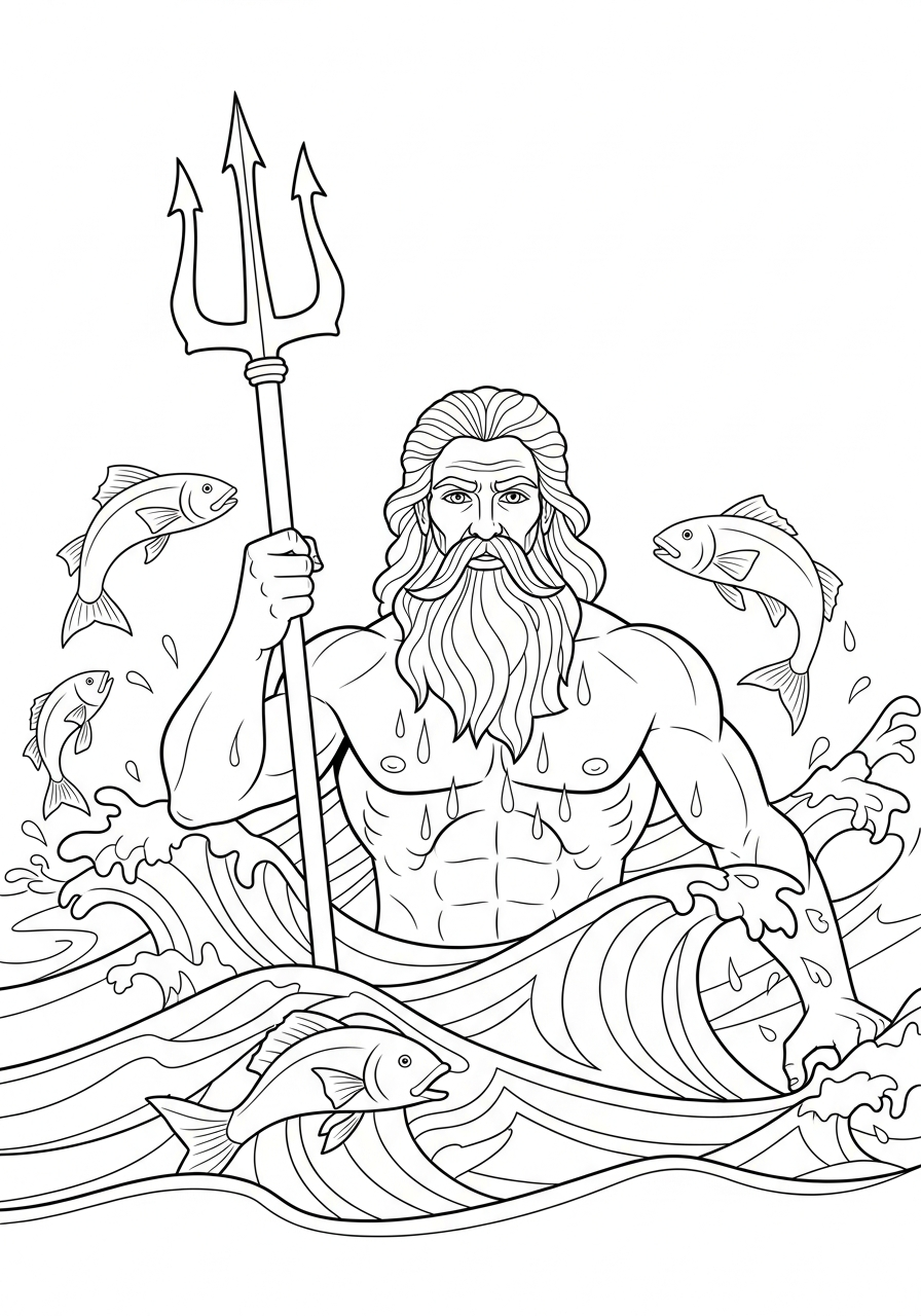 disegni Poseidone da colorare online