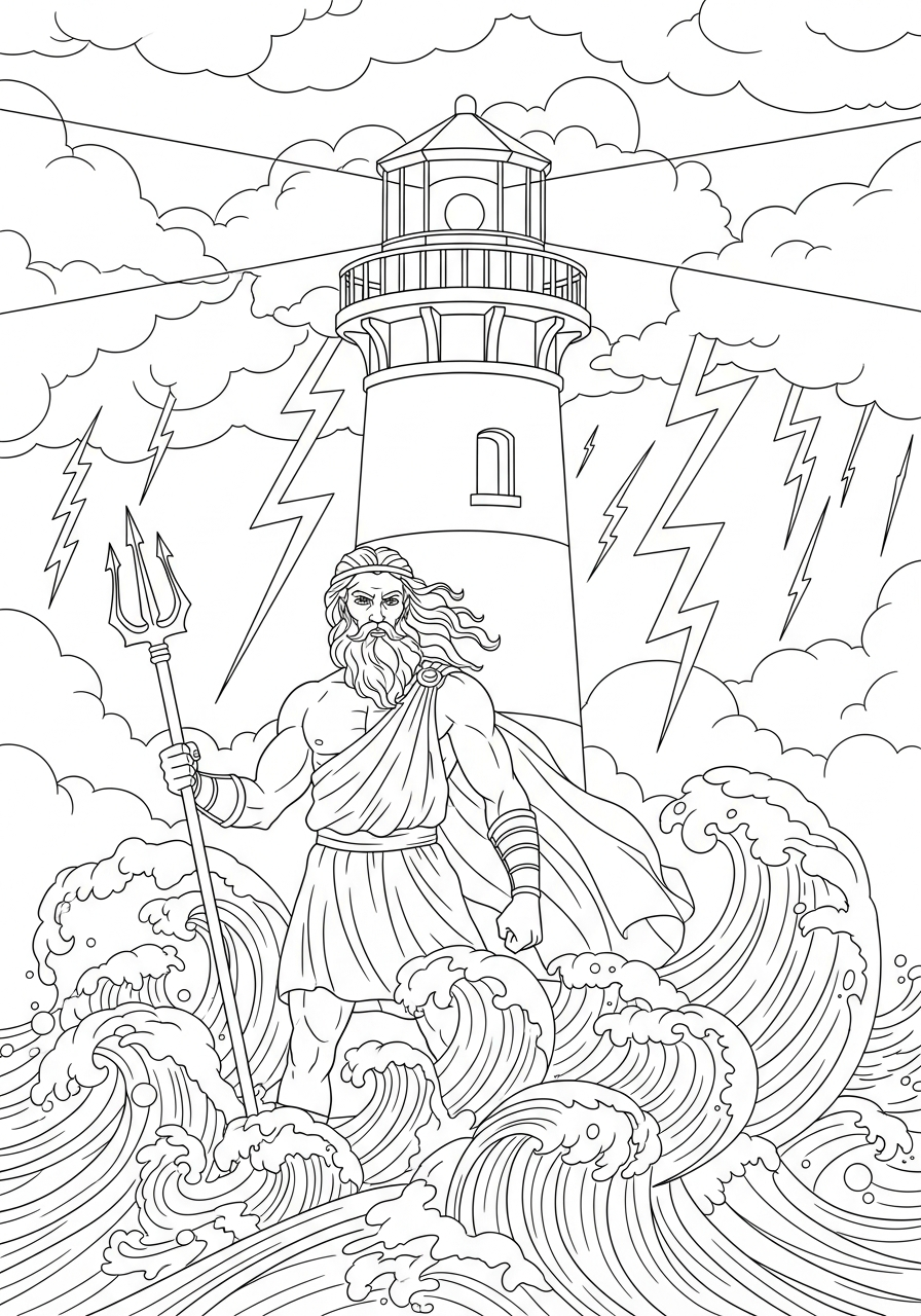 disegni di Poseidone da colorare e stampare gratis