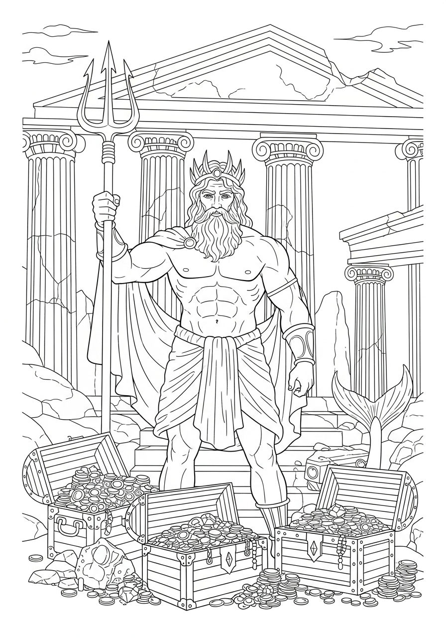 disegno di Poseidone da stampare e colorare