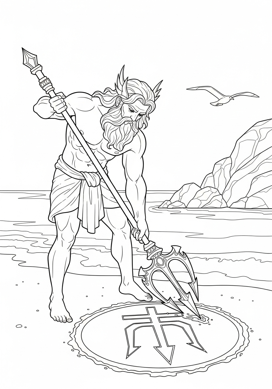 immagini di Poseidone da colorare per bambini
