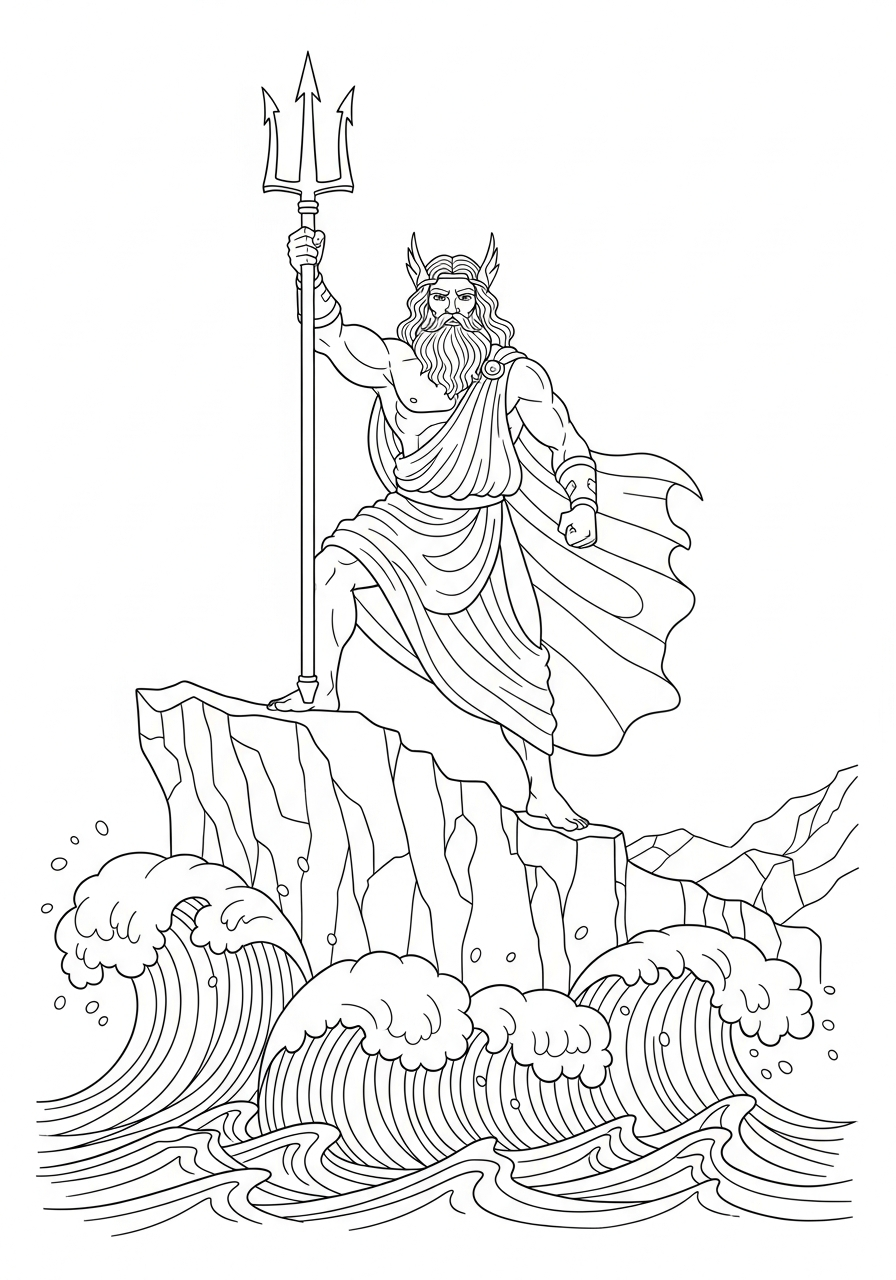 disegni Poseidone da colorare per bambini